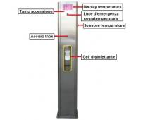 Rilevatore di temperatura corporea a colonna con erogatore gel disinfettante